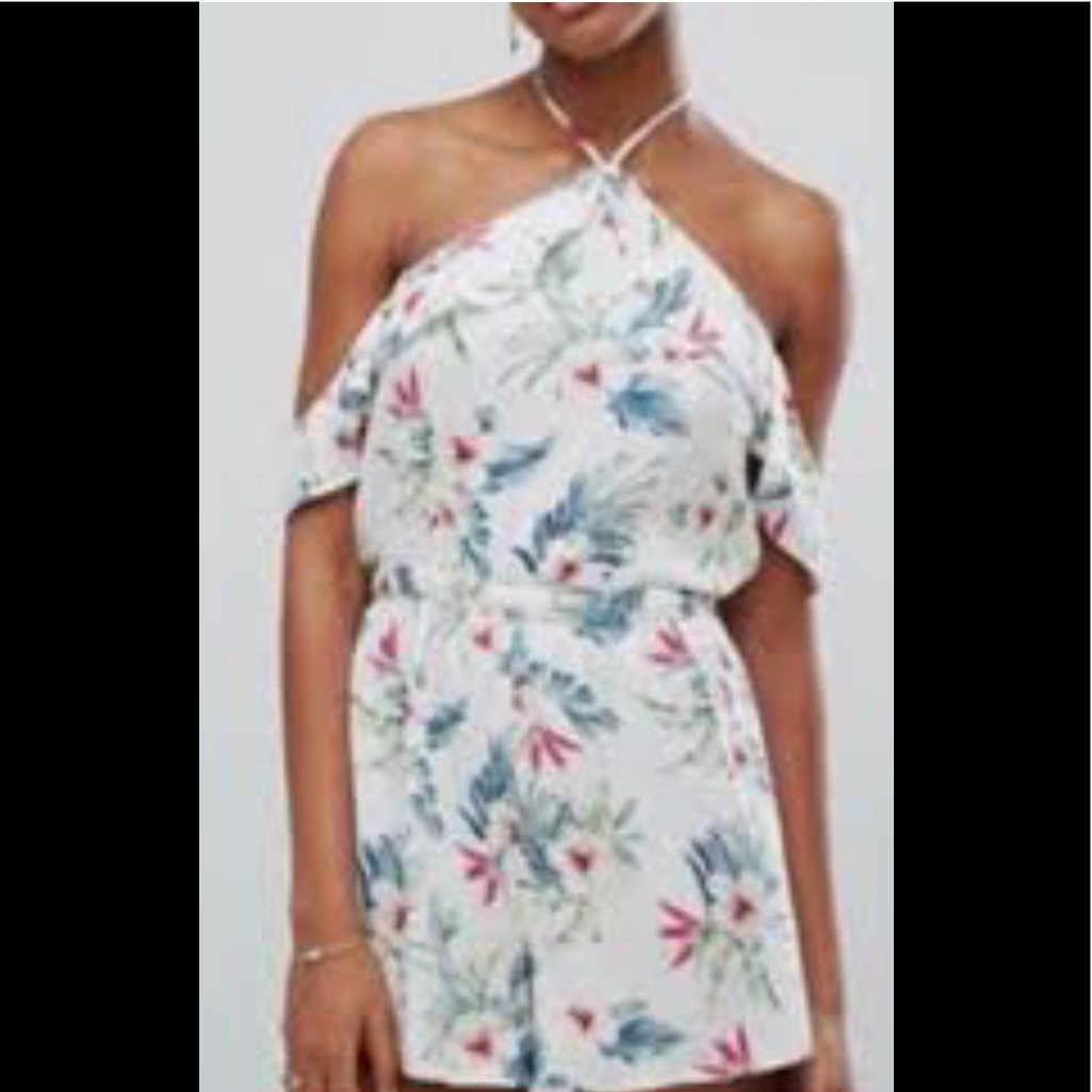 Hollister Raffle Off The Shoulder Romper | Floral Print / S